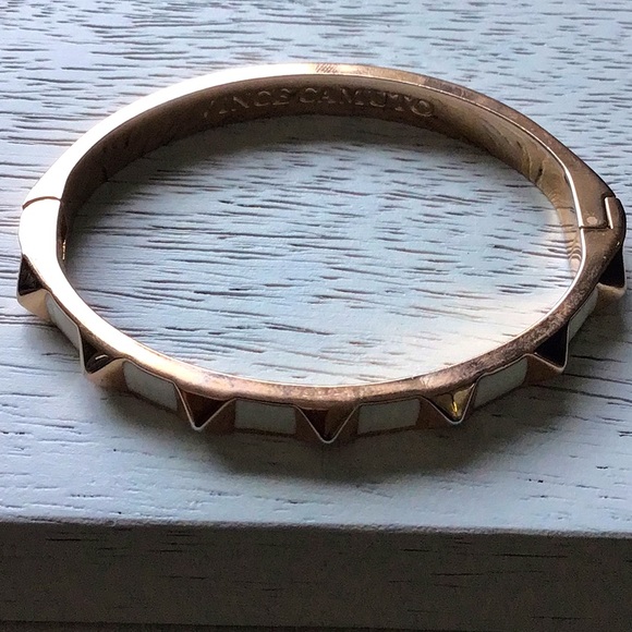 Rose Gold-Tone Stud White Bangle Bracelet - Picture 3 of 3